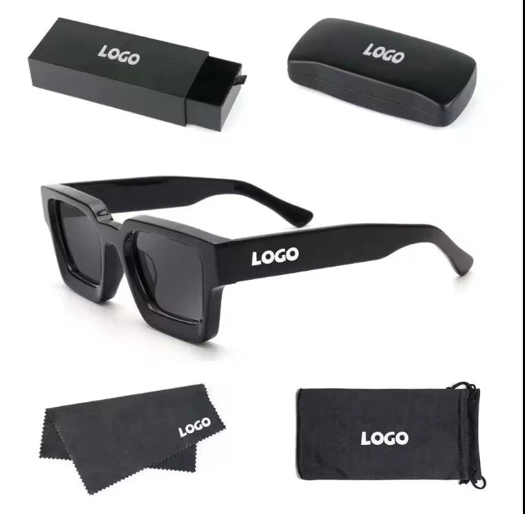 Classic Retro Shades Luxury Custom logo Black Designer square Sunglasses Women Sun Glasses 2025 Chunky D Square Sunglasses Men