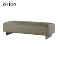 Luxury Modern Extendable Bedroom PU Leather Upholstered Bench Bed End Stool Metal Base Apartment Green Bench Hotel