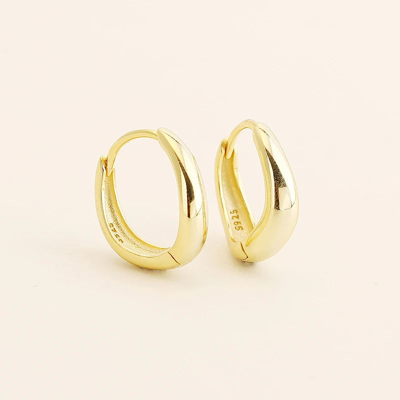 Fashion Classic Statement Punk Hoop Earrings Jewelry 925 Sterling Silver Simple Geometric Wave Huggies Ear Buckle for Women Men