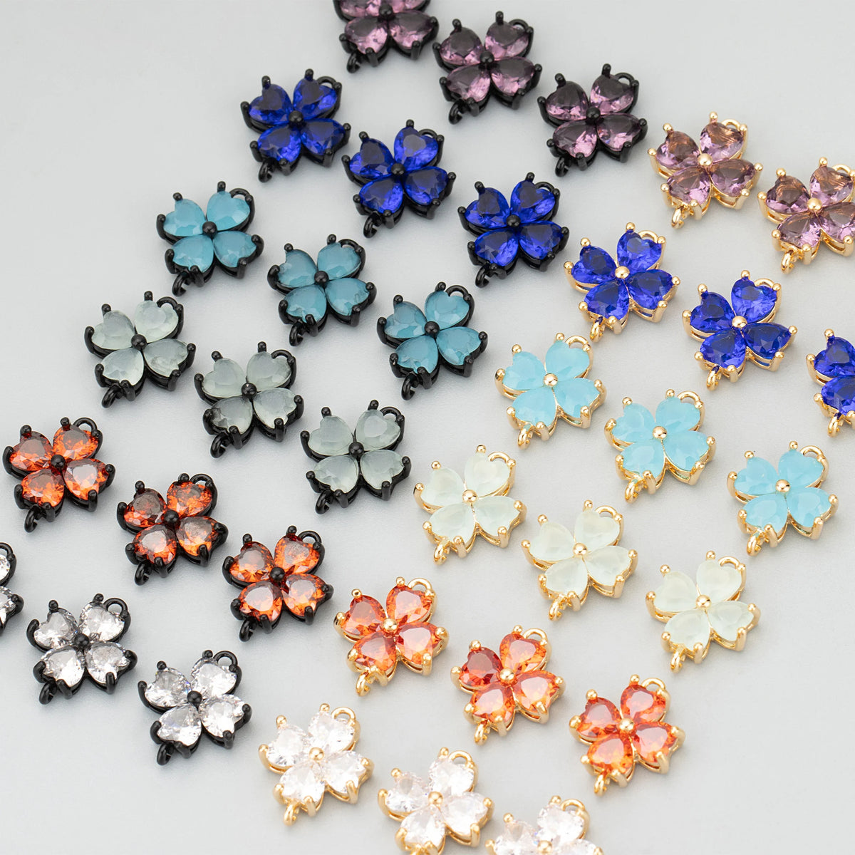 MD75 6pcs/lot Handmade 18K Gold Black Plated Copper Zircons Jewelry DIY Pendants and Findings Metal Accessories MegaBDM