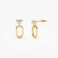 Dainty 14k Gold Plated 925 Sterling Silver Cz Diamond Oval Drop Earrings Wholesale