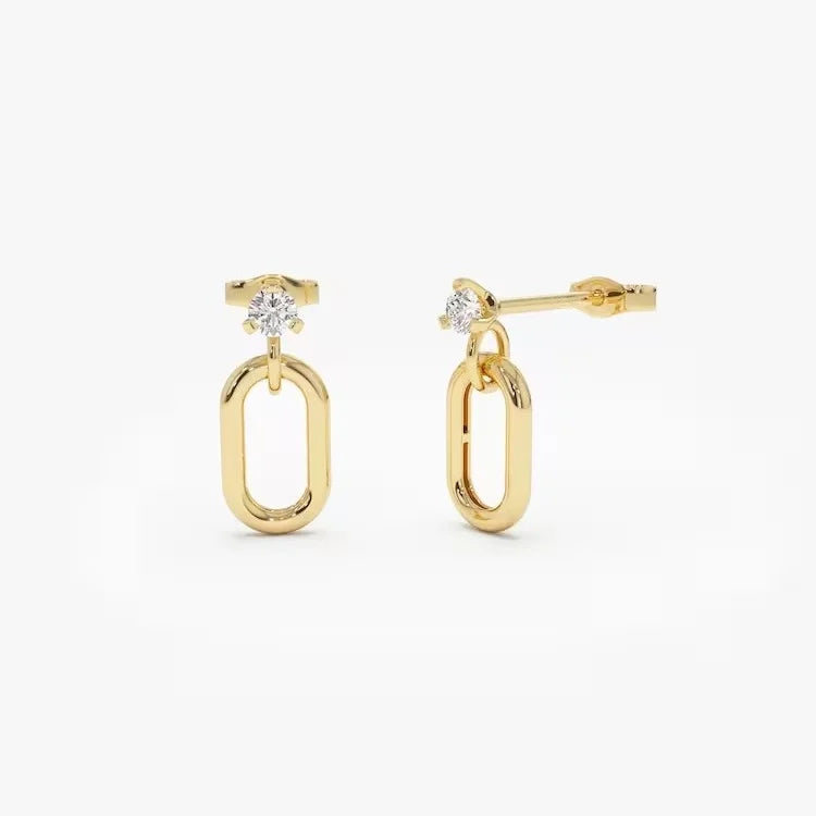 Dainty 14k Gold Plated 925 Sterling Silver Cz Diamond Oval Drop Earrings Wholesale
