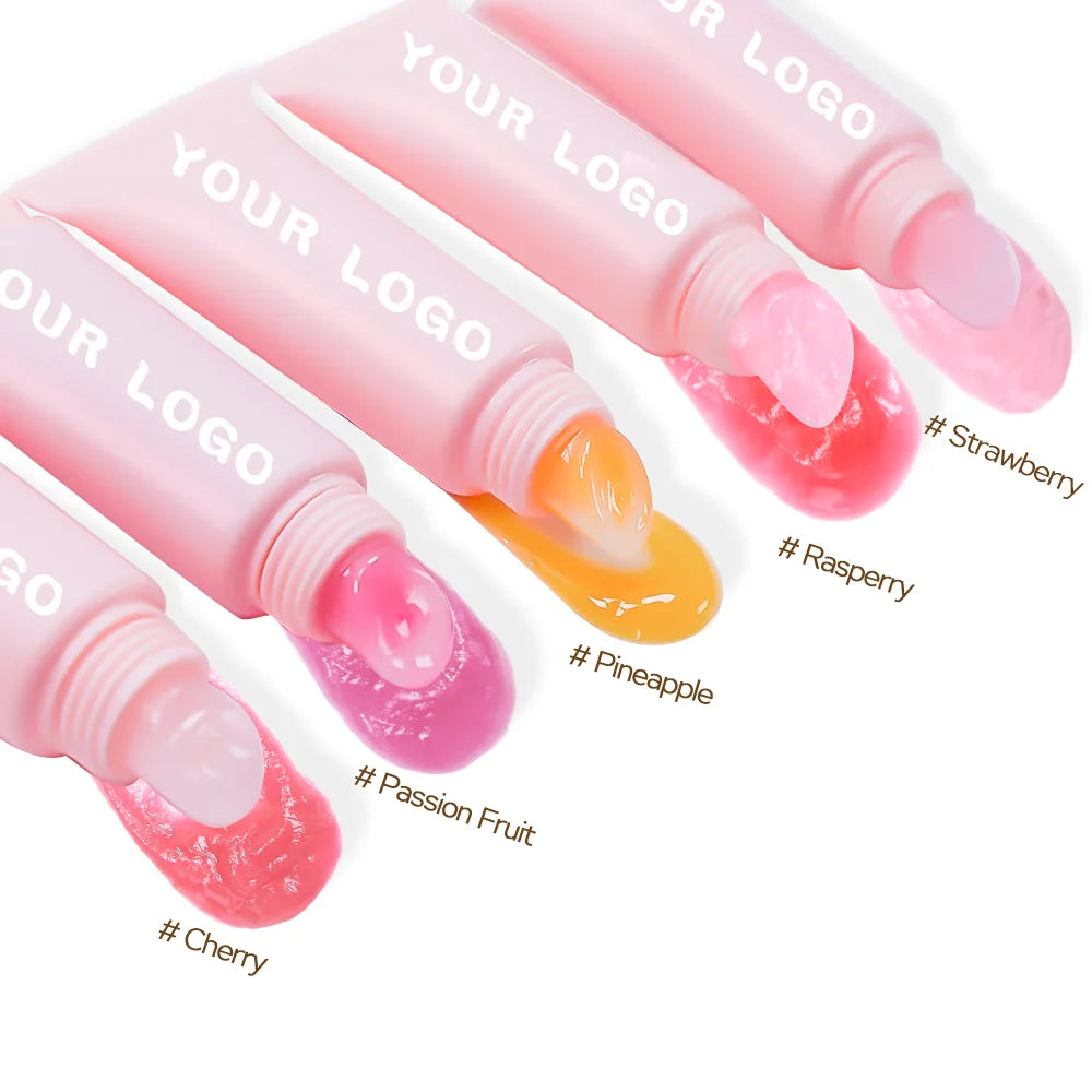 Juicy Mirror-Shine Finish Cosmetics Moisturizing Lip Balm & Gloss Private Label 2in1 Soft Tubes Pink Non-Sticky Lip Balm Liquid