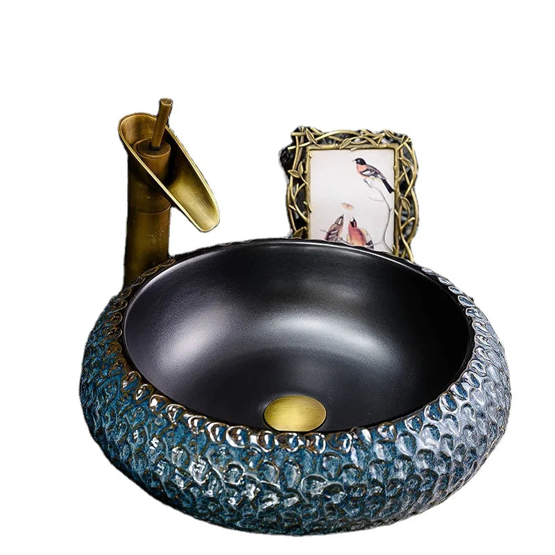 Modern Popular Ceramic Bathroom Face Washing Basin Counter Top Round Washbasin