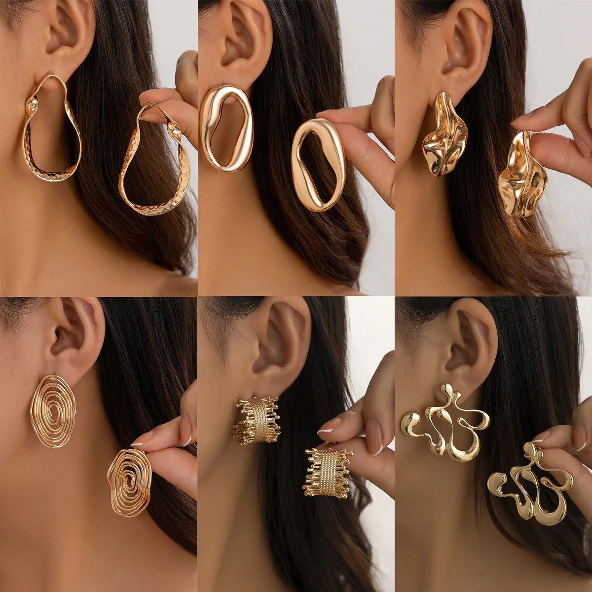 Wholesale Irregular Hollow-out Twisted Geometric Stud Earrings Minimalist Alloy Fashion Earings for Women