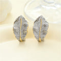 Hot Selling Fashion Two Tone Plated Feather Hypoallergenic Silver Pin Stud Earrings Women Birthdays Parties Anniversaries Gift