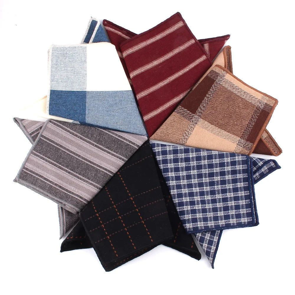 Men's Fashion Cotton Handkerchief Printed Pattern Hanky with Business Casual Style Square Polyester Pockets Square Handkerchief
