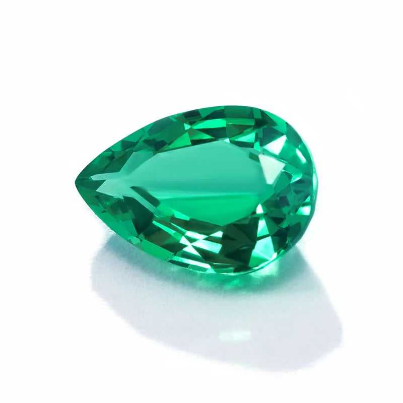 Fashion Jewelry Teardrop Stone Pear Shape Colombian Emerald Hydrothermal  Emerald Lab Grown Emerald Stone