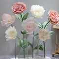 Customized Giant Soft Pink Silk Paper Lotus Flower Group with Greenery Bottom for Wedding Event or Party Window Decor