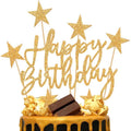Luxury Birthday Party Decor Hen Stars and Heart Cake Topper Rose Gold & Silver Glitter Happy Birthday Cupcake Topper