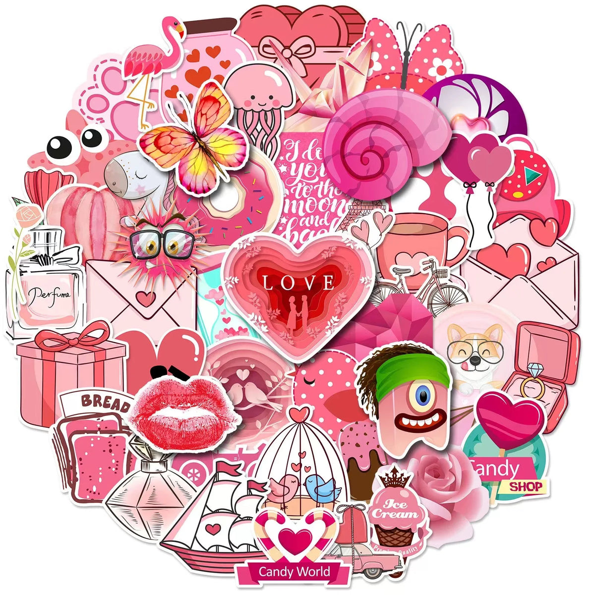 E-50pcs VSCO Pink Little Fresh Graffiti Waterproof Stickers Packs for Children's Laptops Suitcase Bottle Bike Guitar
