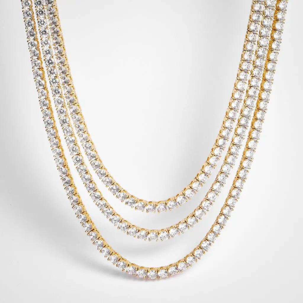 Wholesale Hip Hop Jewelry 3mm-6mm Mens/women Cubic Zirconia 4mm Diamond CZ Tennis Bracelet Gold Tennis Chains Necklace Iced Out