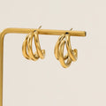 Retro Gold Plated Statement 316L Stainless Steel Vacuum Hoop Earrings Geometric Vacuum Hoop Earrings Women