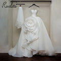 Ruolai ZD05211 Strapless 3d Organza Flowers Bridal Princess Puffy Ball Gown Wedding Dresses