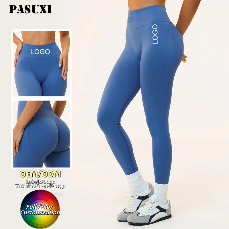 PASUXI 2026 Custom New Seamless Sport High Waist Leggings Gym Fitness Scrunch Butt Pants Women Running Yoga Leggings