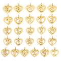 Stainless Steel 14K Gold Plated High Polish 17*16mm Letter Alphabet Initial Hollow Heart Charm Pendant Accessories Jewelry