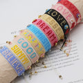 Miyuki Handmade Delicate Gold Bracelet Bohemian Style Beaded Friendship Bracelet with Letter Design Beaded Bracelets for Girls