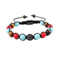 New Arrived Gemstone Natural Turquoise Custom Logo CZ Pave Ball Beads Braided Adjustable Bracelet for Men JBS11871
