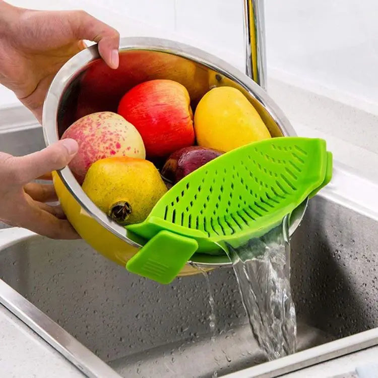 Silicone Snap Strainer Noodles and Vegetable Pot Bowl Pan Draining Liquid Tool Colander & Strainer