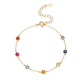 Hot Selling 925 Sterling Silver Jewelry Colorful Zircon Charm Bracelet for Women with Extended Chain