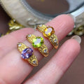 New Design 925 Sterling Silver Natural Gemstone Fine Fashion 18k Gold Plated Women Jewelry Rings