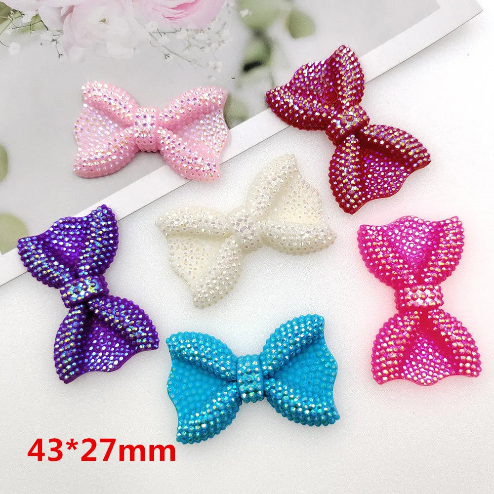 DIY Craft Flat Back Jewelry Hairpin Craft Decoration Accessories Cute Gift Bow Charms Rhinestone Bowknot Beads Resin Bows