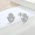 Palm Hamsa Hand Earrings Fashion 925 Sterling Silver Lucky Eye Stud Earrings for Women Jewelry Gift