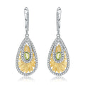 Abiding Fashion Earring 925 Silver Sunflower Handmade Gold Plated Gemstone Natural Peridot Drop Earrings Women