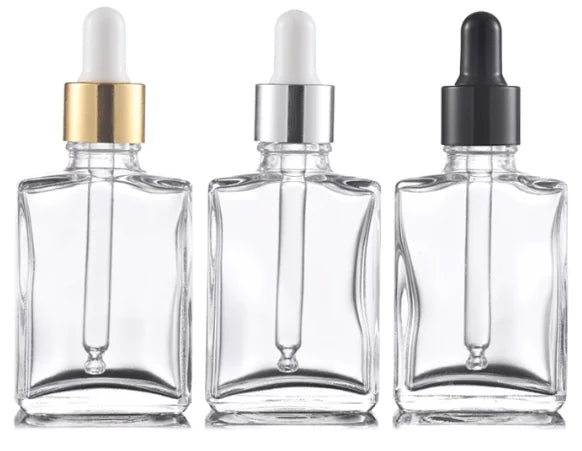 15ml 30ml 50ml 100ml Flat Square Cosmetic Packaging Bottle Frosted Matte Black Glass Essential Oil Serum Dropper Bottles