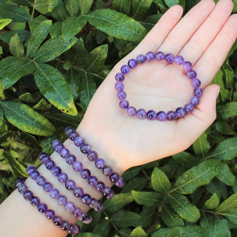 4/6/8/10mm Natural Amethyst Beaded Bracelet for Women Jewelry Dainty Healing Crystal Handmade Stretch Natural Gemstone Bracelet