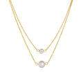 Fashion Jewelry Necklaces 925 Sterling Silver Natural Freshwater Pearl Necklace Double Layer Chain Gold Plated Necklaces Women