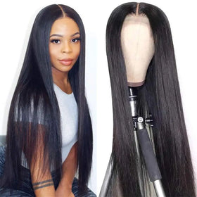 4x4 Lace Closure Wig 180% Density Straight Human Hair Wig 100% Unprocessed Brazilian Virgin Human Hair Wigs Pre Plucked