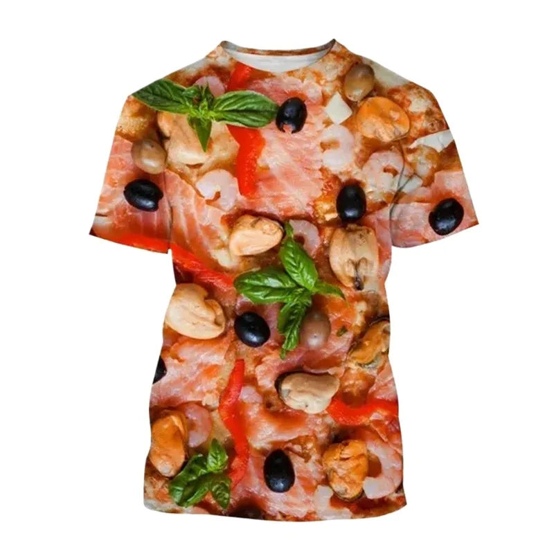 Fitspi Pizza Shirt Orange Top Sleeve Shirt T Shirt Popular Summer Men Fashion T-shirts 3d Tshirt Printed Women Tees Tops Xs-6xl