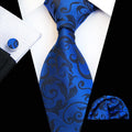 Fashion 8cm Men's Silk Tie Set Red Green Floral Handkerchief Cufflinks Necktie Set
