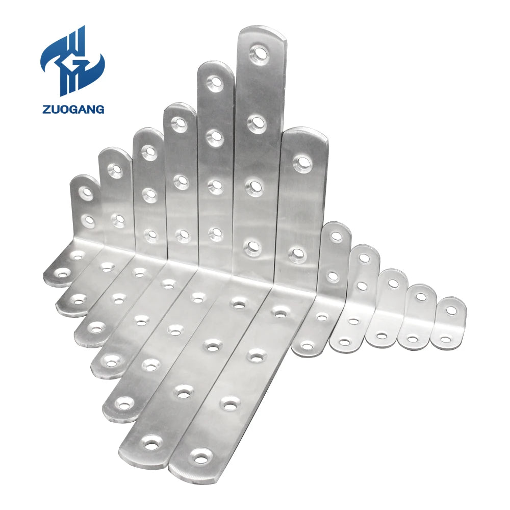 Stainless Steel Corner Braces Joint Code L Shaped Right Angle TV Bracket for Wood Furniture Shelf Support