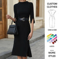 Women's Elegant Temperament Dress New Fashion Solid Color Commuter Waist for Winter Wholesale Available