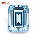 Aaaaa Grade Emerald Cut Cz Stone Aquamarine Color Octagon Step Cut Cubic Zirconia