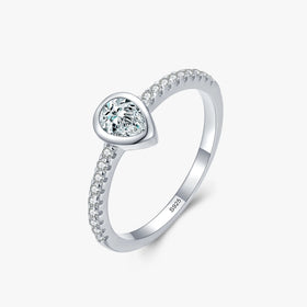 Ailmay Fashion Water Drop Shape Rings Real 925 Sterling Silver Luxury Dazzling CZ Finger Rings for Women Wedding Fine Jewelry