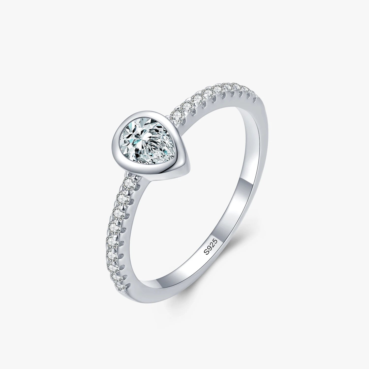 Ailmay Fashion Water Drop Shape Rings Real 925 Sterling Silver Luxury Dazzling CZ Finger Rings for Women Wedding Fine Jewelry