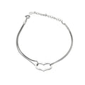 Wish Jewelry Adjustable Double Layer Box Chain Heart Bracelet Trendy Hollow 925 Sterling Silver Heart Bracelet for Women Girls