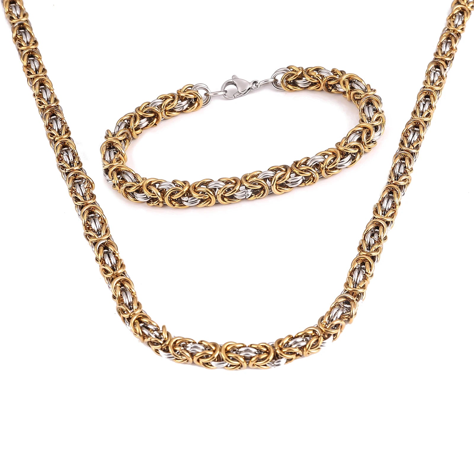 Viking Souvenir Stainless Steel King Chain Jewelry Set Viking Necklace Jewelry Norse Chain Bracelet VIking Jewelry Set