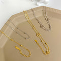 Dylam Minimalist Hollow Heart Double Layers Stackable Extension Chain 18K Gold Bead Link Chain 925 Sterling Silver Bracelet