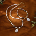 Trendy Semi-precious Gemstone Necklace for Women Dainty Morganite Beaded Bracelet Luxury Shell Beads Baroque Pearl Jewelry Gift