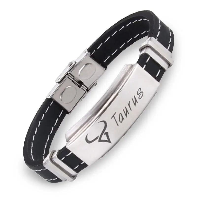 Travel Commemorative Girls Women Bangle Jewelry Custom  Twelve Men Stainless Leather Bracelet