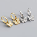 Fashion Earrings Jewelry 925 Sterling Silver Animal butterfly Earrings Luxury Diamond Gold Plated Hoop Earrings for Women