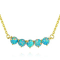 New Arrival Fine Jewelry Blue Opal Clavicle Chain 925 Sterling Silver Gold Plated Round Opal Pendant Necklace