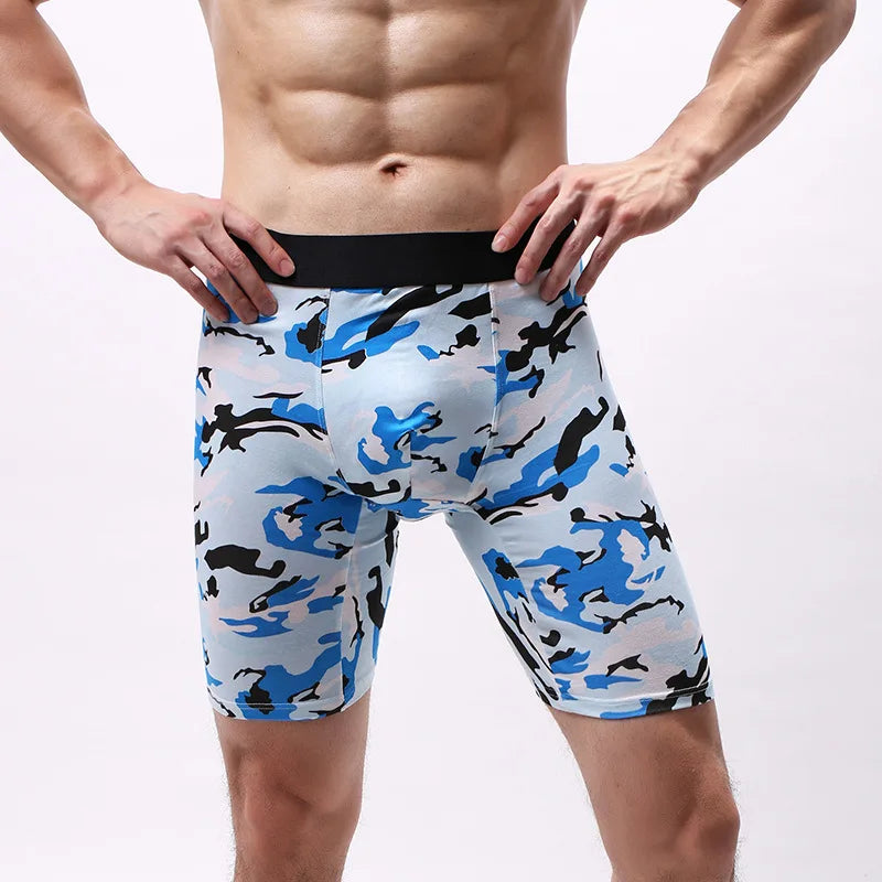 Mid-Rise Men's Sports Underwear Seamless Cotton Camouflage Printed Boxers with Logo Waist Breathable Good Quality ODM Wholesale