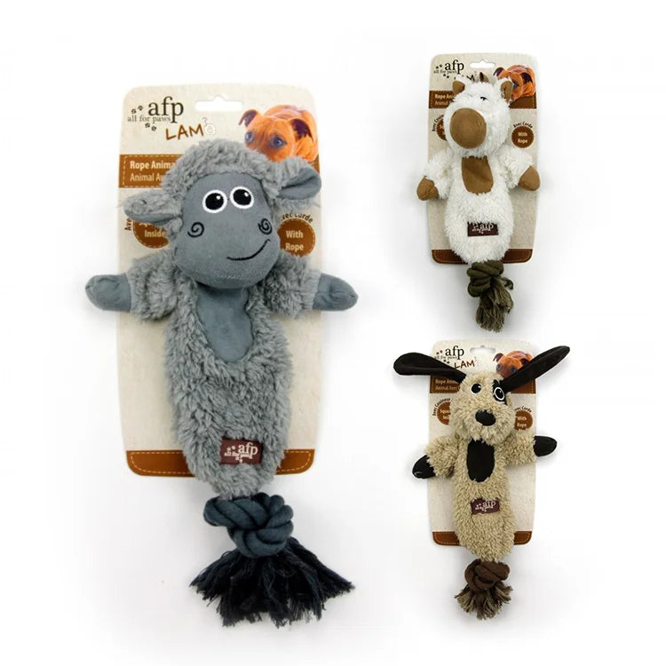 AFP Interactive Dog Sheep Horse Mixed Plush Pet Cuddle Rope Dog Play Toy Polyester Animal Dog Chewing Toy