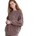 Women's Winter Thermal Fleece Pajamas Set with Elastic Waist-Elegant Sleepwear for Home Use