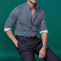 OEM Customized Italian Style Men's Shirts Spring Yarn Dyed Business Casual Party Holiday Cotton Blend Striped Foreign Trade